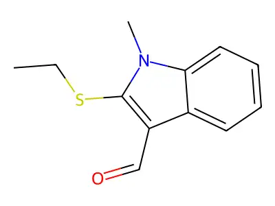 2-(ethylsulfanyl)-1-methyl-1H-indole-3-carbaldehyde structure