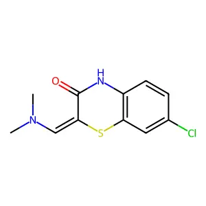 (2E)-7-chloro-2-(dimethylaminomethylidene)-4H-1,4-benzothiazin-3-one structure