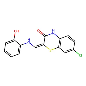 7-chloro-2-[(2-hydroxyanilino)methylene]-2H-1,4-benzothiazin-3(4H)-one structure