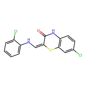 (2E)-7-chloro-2-[(2-chloroanilino)methylidene]-4H-1,4-benzothiazin-3-one structure