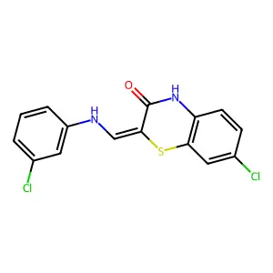 (2E)-7-chloro-2-[(3-chloroanilino)methylidene]-4H-1,4-benzothiazin-3-one structure
