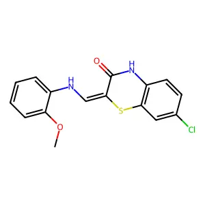 (2E)-7-chloro-2-[(2-methoxyanilino)methylidene]-4H-1,4-benzothiazin-3-one structure