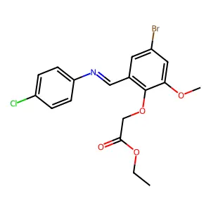 Ethyl 2-(4-bromo-2-{[(4-chlorophenyl)imino]methyl}-6-methoxyphenoxy)acetate structure