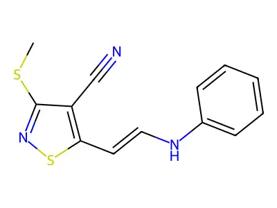3-(Methylsulfanyl)-5-[2-(phenylamino)ethenyl]-1,2-thiazole-4-carbonitrile structure