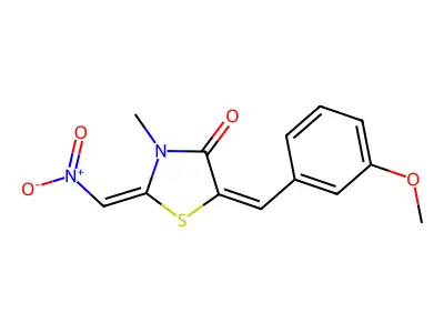 5-[(3-methoxyphenyl)methylene]-3-methyl-2-(nitromethylene)-1,3-thiazolan-4-one structure