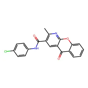 N-(4-chlorophenyl)-2-methyl-5-oxo-5H-chromeno[2,3-b]pyridine-3-carboxamide structure