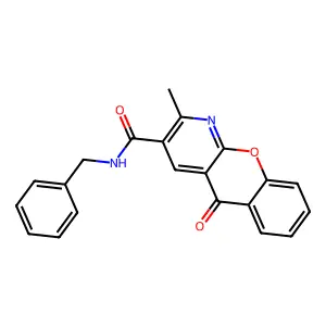 N-benzyl-2-methyl-5-oxo-5H-chromeno[2,3-b]pyridine-3-carboxamide structure