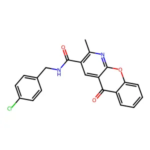 N-(4-chlorobenzyl)-2-methyl-5-oxo-5H-chromeno[2,3-b]pyridine-3-carboxamide structure