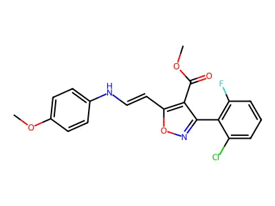 methyl 3-(2-chloro-6-fluorophenyl)-5-[2-(4-methoxyanilino)vinyl]-4-isoxazolecarboxylate structure