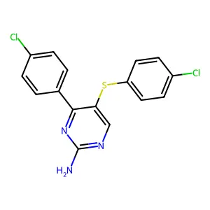 4-(4-Chlorophenyl)-5-[(4-chlorophenyl)sulfanyl]-2-pyrimidinamine structure