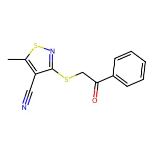 5-Methyl-3-[(2-oxo-2-phenylethyl)sulfanyl]-4-isothiazolecarbonitrile structure