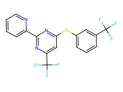 2-(2-pyridinyl)-4-(trifluoromethyl)-6-{[3-(trifluoromethyl)phenyl]sulfanyl}pyrimidine structure