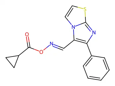 [(6-phenylimidazo[2,1-b][1,3]thiazol-5-yl)methylideneamino] cyclopropanecarboxylate structure