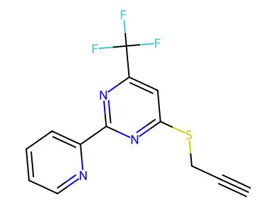 4-(2-Propynylsulfanyl)-2-(2-pyridinyl)-6-(trifluoromethyl)pyrimidine structure