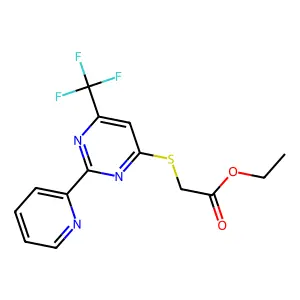 Ethyl 2-{[2-(2-pyridinyl)-6-(trifluoromethyl)-4-pyrimidinyl]sulfanyl}acetate structure