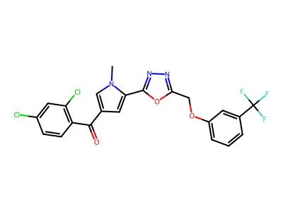 (2,4-dichlorophenyl)[1-methyl-5-(5-{[3-(trifluoromethyl)phenoxy]methyl}-1,3,4-oxadiazol-2-yl)-1H-pyrrol-3-yl]methanone structure