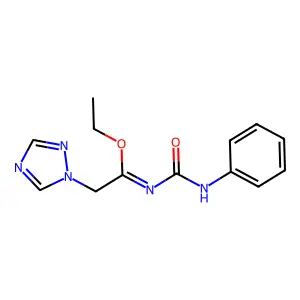 N-[1-ethoxy-2-(1H-1,2,4-triazol-1-yl)ethylidene]-N'-phenylurea structure