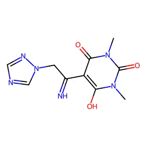5-[1-amino-2-(1H-1,2,4-triazol-1-yl)ethylidene]-1,3-dimethyl-2,4,6(1H,3H,5H)-pyrimidinetrione structure