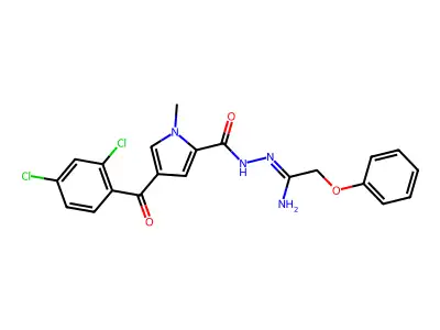 4-(2,4-dichlorobenzoyl)-1-methyl-N'-(2-phenoxyethanimidoyl)-1H-pyrrole-2-carbohydrazide structure