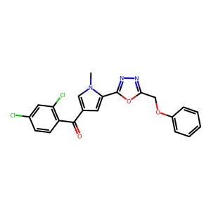(2,4-dichlorophenyl){1-methyl-5-[5-(phenoxymethyl)-1,3,4-oxadiazol-2-yl]-1H-pyrrol-3-yl}methanone structure
