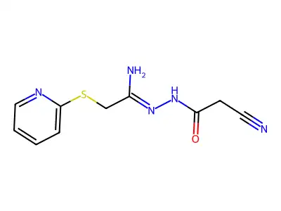 N'-(2-cyanoacetyl)-2-(2-pyridinylsulfanyl)ethanehydrazonamide structure