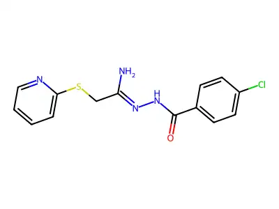 N-[(1-amino-2-pyridin-2-ylsulfanylethylidene)amino]-4-chlorobenzamide structure