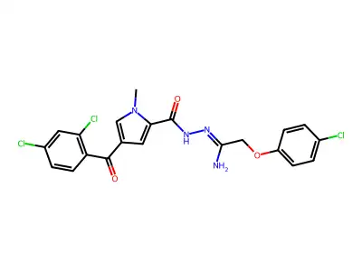 N'-[2-(4-chlorophenoxy)ethanimidoyl]-4-(2,4-dichlorobenzoyl)-1-methyl-1H-pyrrole-2-carbohydrazide structure