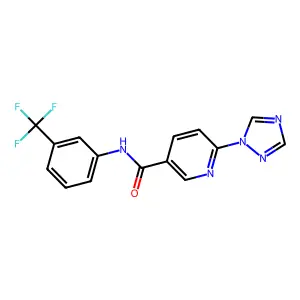 6-(1H-1,2,4-triazol-1-yl)-N-[3-(trifluoromethyl)phenyl]nicotinamide structure