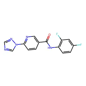 N-(2,4-difluorophenyl)-6-(1H-1,2,4-triazol-1-yl)nicotinamide structure