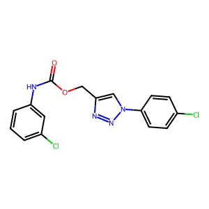 [1-(4-chlorophenyl)-1H-1,2,3-triazol-4-yl]methyl N-(3-chlorophenyl)carbamate structure