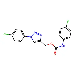 [1-(4-chlorophenyl)-1H-1,2,3-triazol-4-yl]methyl N-(4-chlorophenyl)carbamate structure