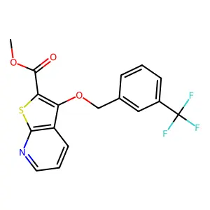 Methyl 3-{[3-(trifluoromethyl)benzyl]oxy}thieno[2,3-b]pyridine-2-carboxylate structure