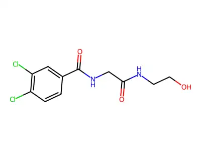3,4-dichloro-N-{2-[(2-hydroxyethyl)amino]-2-oxoethyl}benzenecarboxamide structure