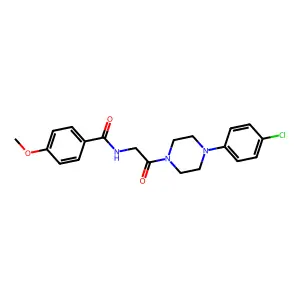 N-{2-[4-(4-chlorophenyl)piperazino]-2-oxoethyl}-4-methoxybenzenecarboxamide structure