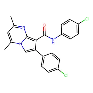 N,7-bis(4-chlorophenyl)-2,4-dimethylpyrrolo[1,2-a]pyrimidine-8-carboxamide structure