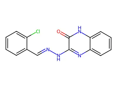 3-[2-[(2-chlorophenyl)methylidene]hydrazinyl]-1H-quinoxalin-2-one structure