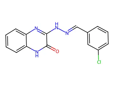 3-chlorobenzenecarbaldehyde N-(3-oxo-3,4-dihydro-2-quinoxalinyl)hydrazone structure