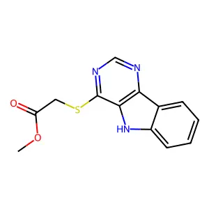 methyl 2-(5H-pyrimido[5,4-b]indol-4-ylsulfanyl)acetate structure