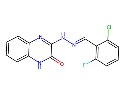 2-chloro-6-fluorobenzenecarbaldehyde N-(3-oxo-3,4-dihydro-2-quinoxalinyl)hydrazone structure