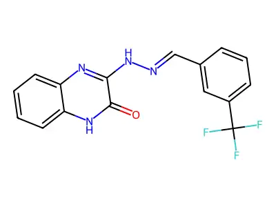 3-(trifluoromethyl)benzenecarbaldehyde N-(3-oxo-3,4-dihydro-2-quinoxalinyl)hydrazone structure