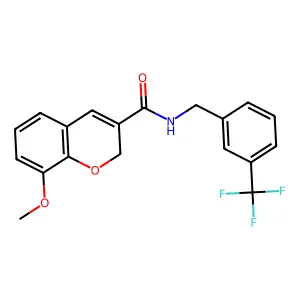 8-methoxy-N-[3-(trifluoromethyl)benzyl]-2H-chromene-3-carboxamide structure