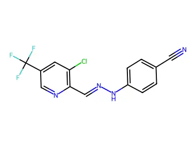 4-[2-[[3-chloro-5-(trifluoromethyl)pyridin-2-yl]methylidene]hydrazinyl]benzonitrile structure