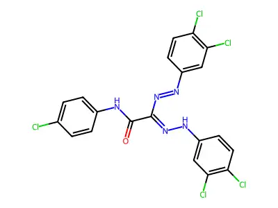 N-(4-chlorophenyl)-2-[(3,4-dichlorophenyl)diazenyl]-2-[(3,4-dichlorophenyl)hydrazinylidene]acetamide structure