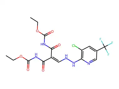 ethyl N-(3-{2-[3-chloro-5-(trifluoromethyl)-2-pyridinyl]hydrazino}-2-{[(ethoxycarbonyl)amino]carbonyl}acryloyl)carbamate structure