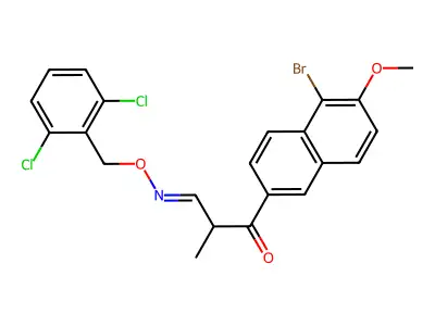 3-(5-bromo-6-methoxy-2-naphthyl)-2-methyl-3-oxopropanal O-(2,6-dichlorobenzyl)oxime structure