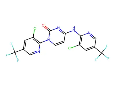 1-[3-chloro-5-(trifluoromethyl)pyridin-2-yl]-4-{[3-chloro-5-(trifluoromethyl)pyridin-2-yl]amino}-1,2-dihydropyrimidin-2-one structure