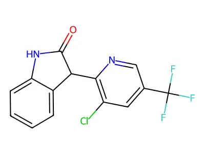 3-[3-chloro-5-(trifluoromethyl)-2-pyridinyl]-1,3-dihydro-2H-indol-2-one structure