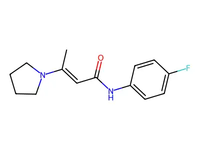 N-(4-fluorophenyl)-3-pyrrolidin-1-ylbut-2-enamide structure
