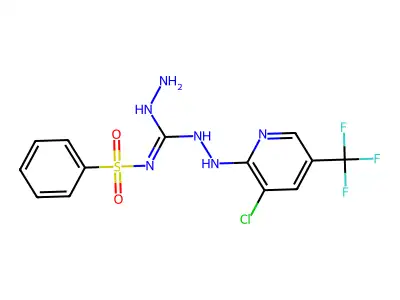 1-amino-2-(benzenesulfonyl)-3-[[3-chloro-5-(trifluoromethyl)pyridin-2-yl]amino]guanidine structure