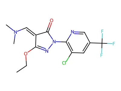 2-[3-chloro-5-(trifluoromethyl)-2-pyridinyl]-4-[(dimethylamino)methylene]-5-ethoxy-2,4-dihydro-3H-pyrazol-3-one structure